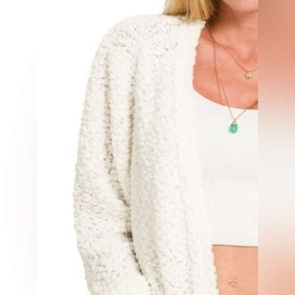 Zenana nwt Long Sleeve Popcorn Sweater Cardigan with Pockets - small - Picture 3 of 5